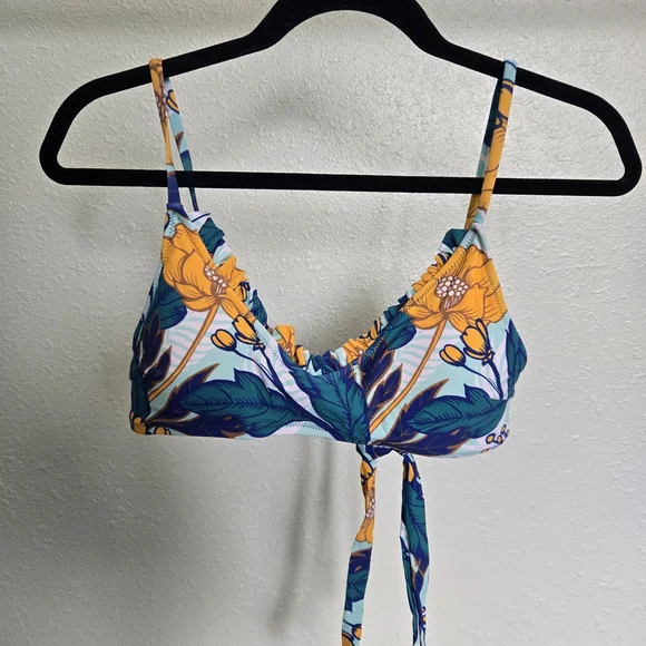 Cupshe Floral Bikini Top - Blue and Yellow - Picture 2 of 3